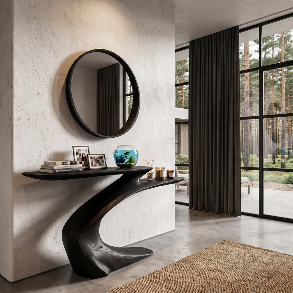 Mid Century Sculptural Console Table For Foyer And Living Room