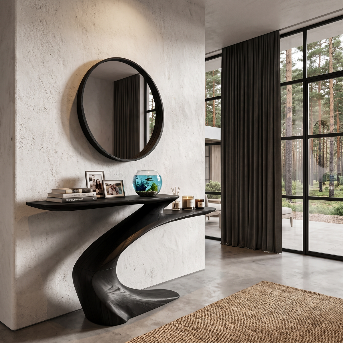 Mid Century Sculptural Console Table For Foyer And Living Room