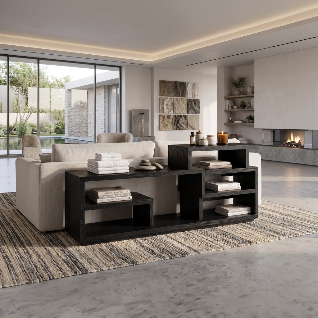 Organic Display Console With Storage For Living Room