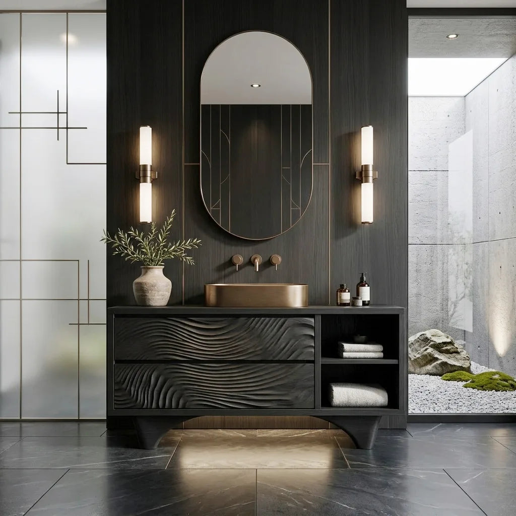 Organic Carved Bathroom Vanity For Master Bathroom