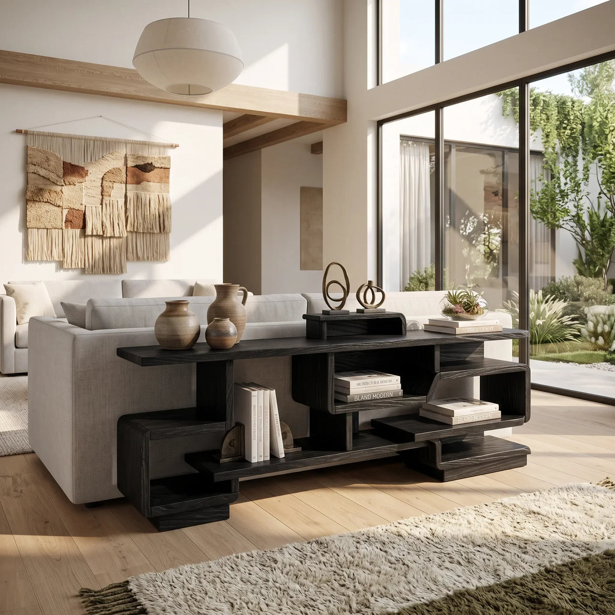Modern Layered Storage Console For Living Room
