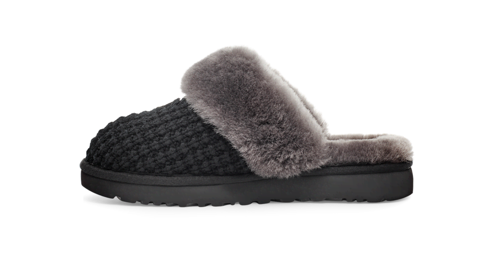 Women's Knit Sheepskin Slipper - Charcoal