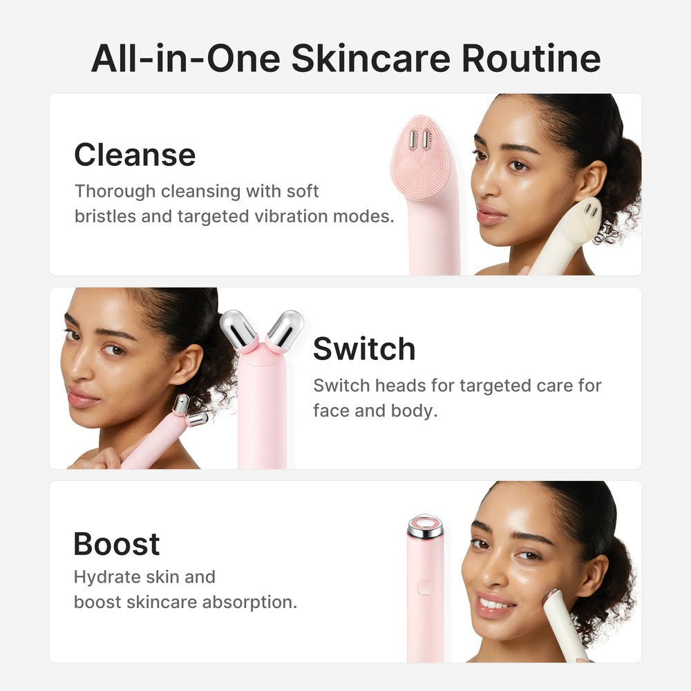 Pink Facial Roller & Cleansing Device Set