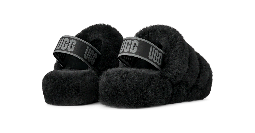 Women's Sheepskin Platform Slide - Black