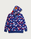 Relaxed Full-Zip Cotton Hoodie - Blue
