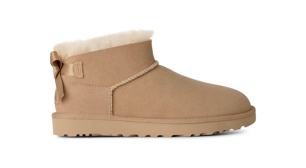 Women's Ultra-Short Suede Bow Boot - Sand