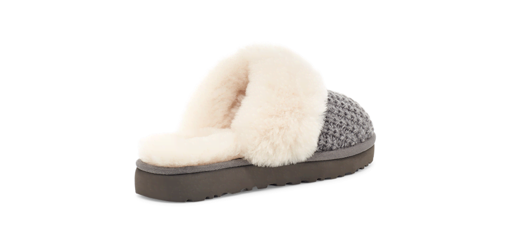 Women's Knit Sheepskin Slipper - Charcoal