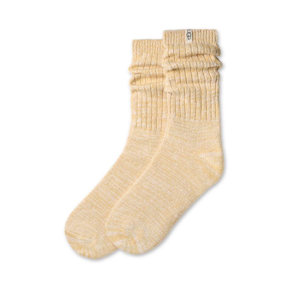 Women's Rib Knit Slouchy Crew Socks - Sand