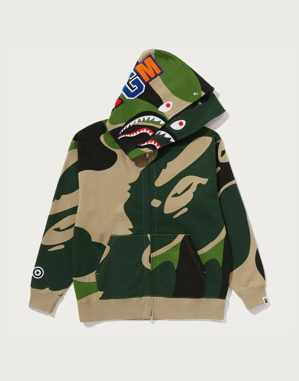 Relaxed Cotton Camo Full-Zip Hoodie - Blue