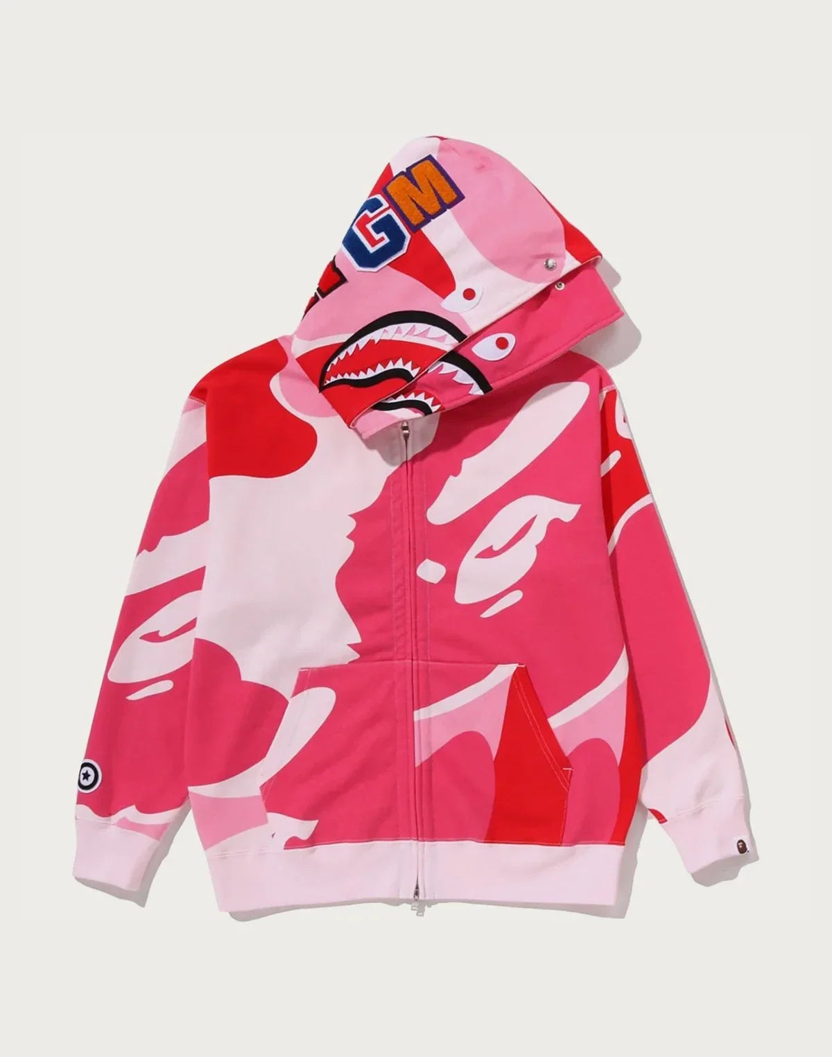 Relaxed Cotton Camo Full-Zip Hoodie - Blue