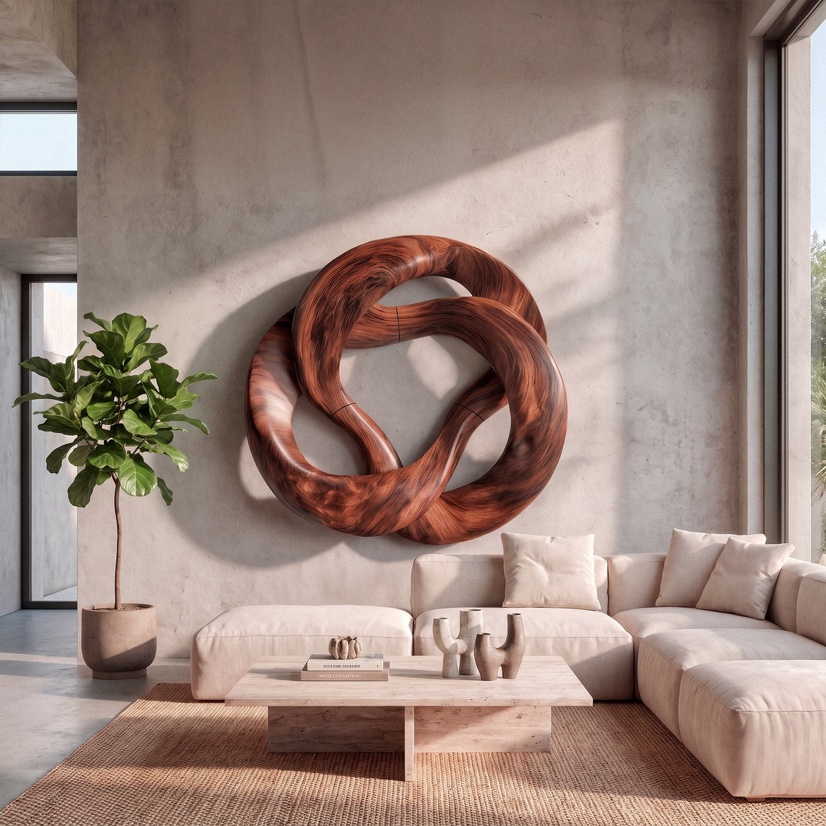 Mid Century Swirl Wall Art For Lounge And Bedroom