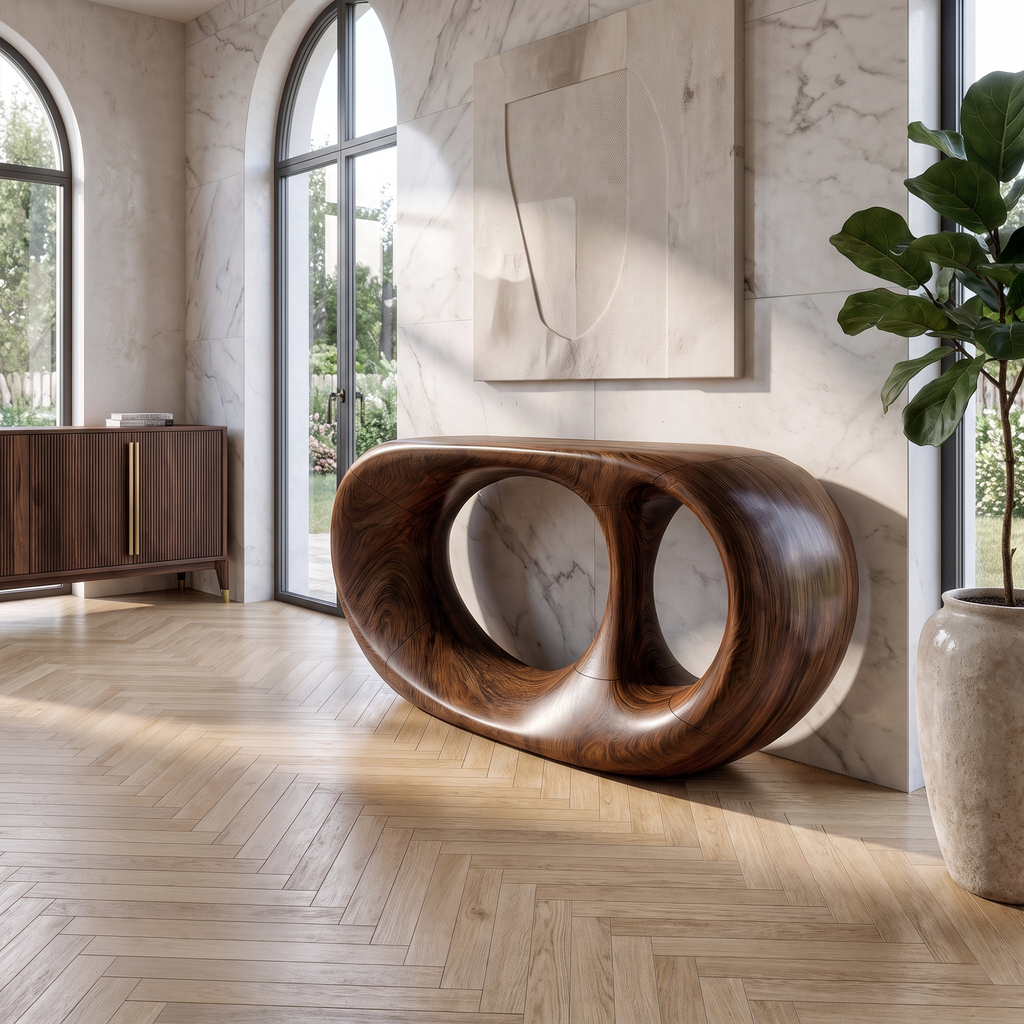 Console Table Organic Double Loop Design For Entryway