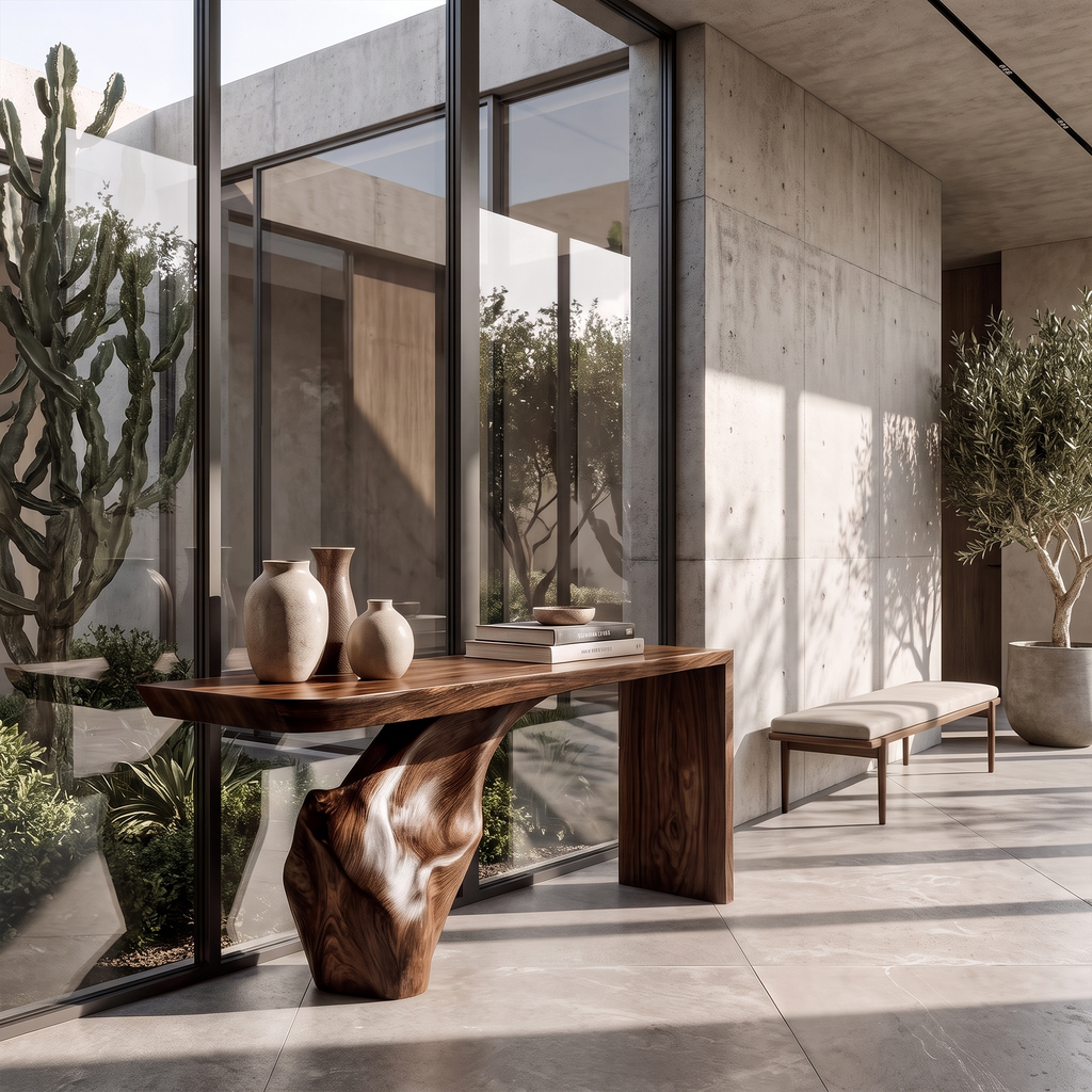 Organic Console Table Tree Root Base Design For Entryway Hallway