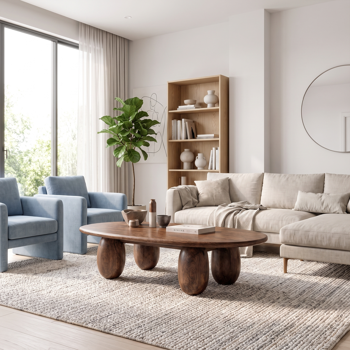 Organic Coffee Table With Sculptural Rounded Legs For Living Room And Lounge