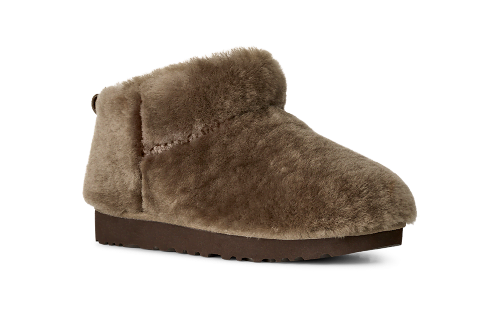 Women's Fluffy Ultra-Short Sheepskin Boot - Black