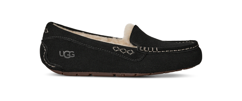 Women's Water-Resistant Suede Moccasin Slipper - Black