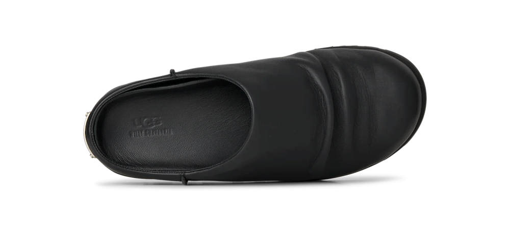 All-Gender Leather Wool-Lined Clog - Black