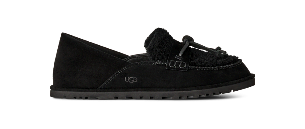 Women's Suede Sheepskin Loafer - Black