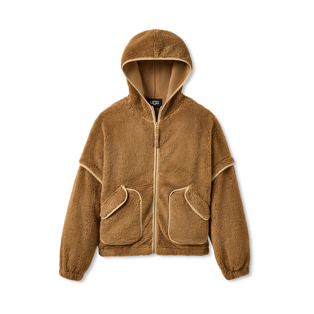 Women's Plush Fleece Zip Hoodie - Chestnut