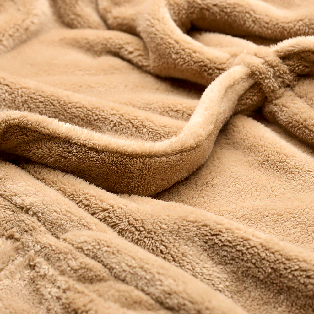 Women's Hooded Plush Fleece Robe - Cream