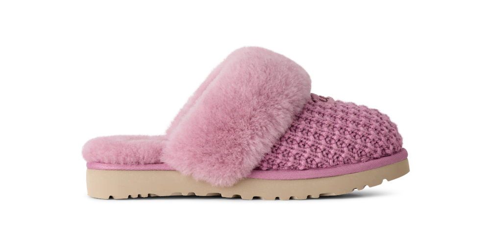 Women's Knit Sheepskin Slipper - Charcoal