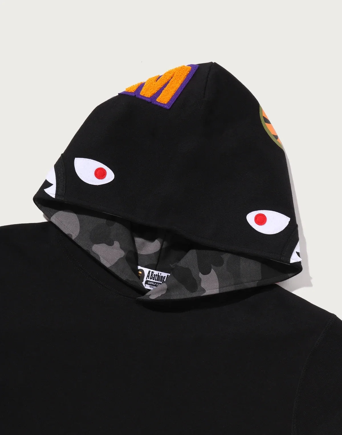 Camo Print Pullover Hoodie - Black