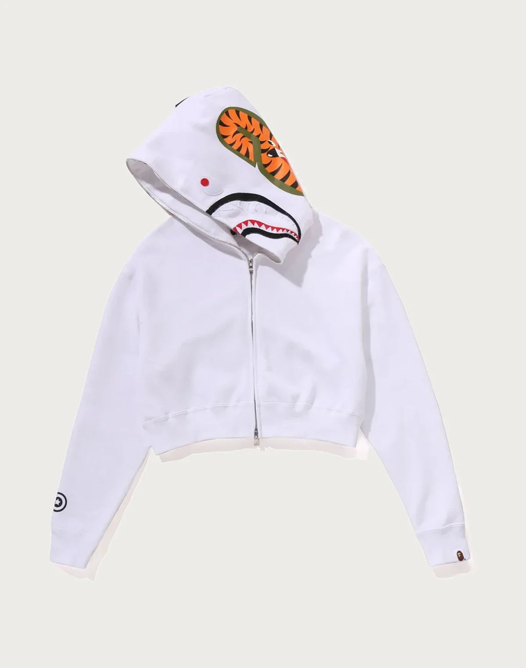 Cropped Full-Zip Graphic Hoodie - Black