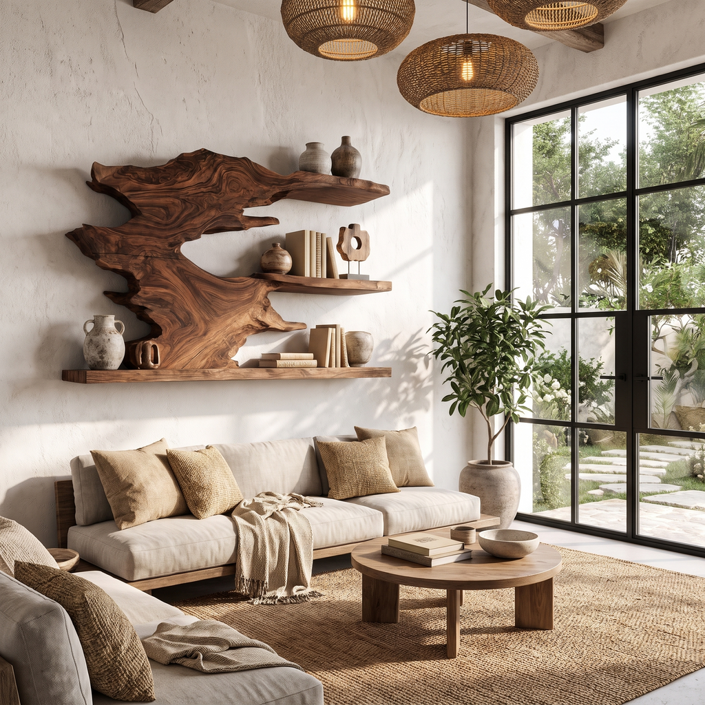 Organic Floating Shelf Display Shelves For Living Room