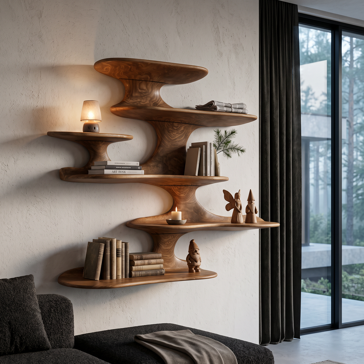 Minimalist Floating Shelf Handcrafted Solid Wood Design For Bedroom