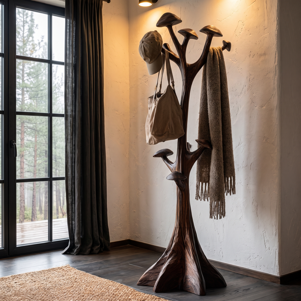 Modern Sculptural Tree Coat Rack Freestanding Design For Entryway Hallway