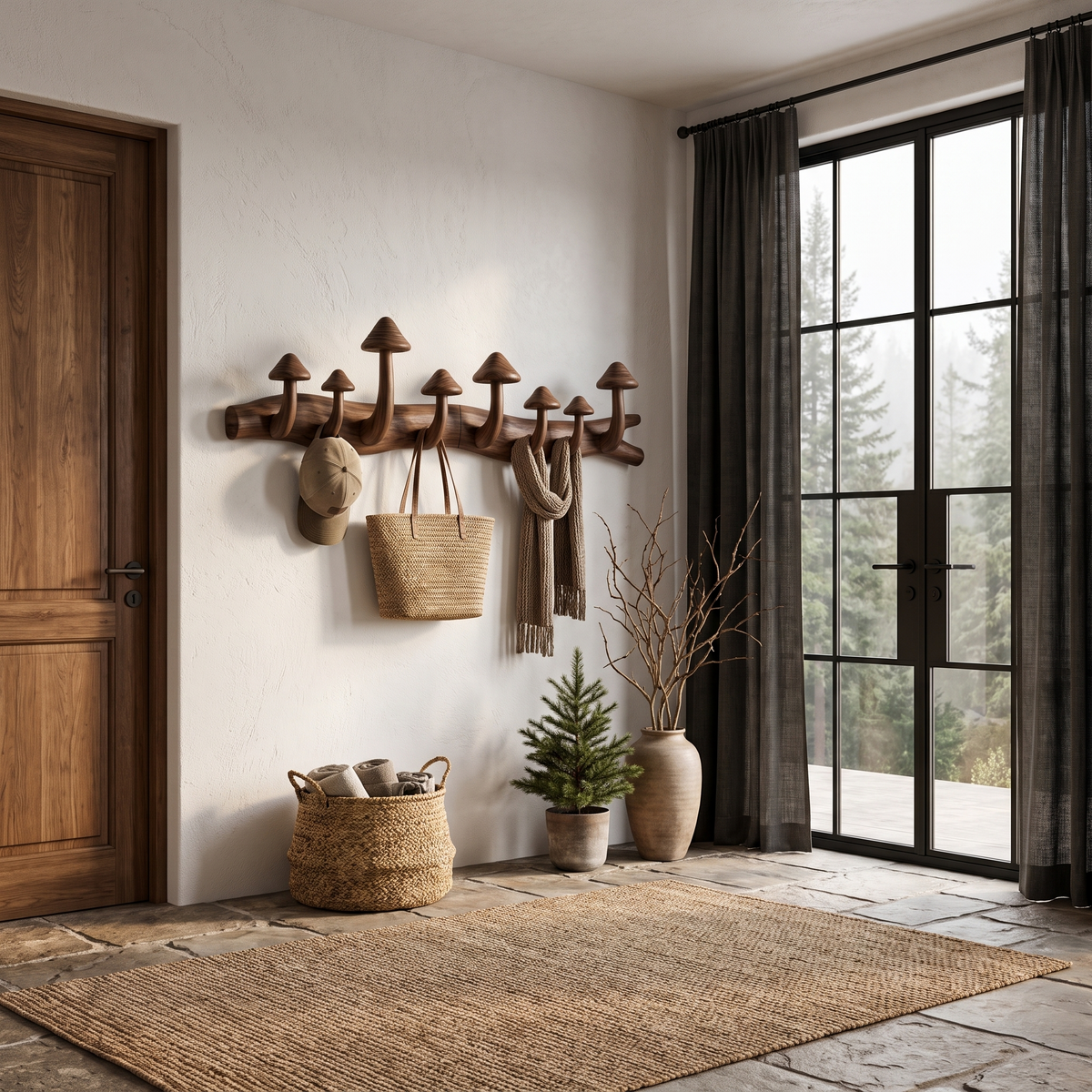 Rustic Wall Mounted Coat Rack Hook Organizer For Entryway Hallway