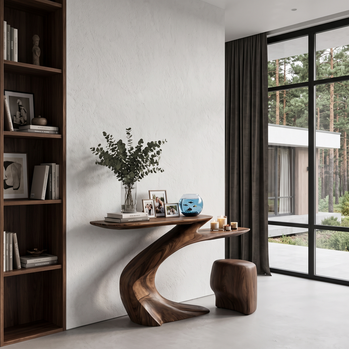 Mid Century Sculptural Console Table For Foyer And Living Room