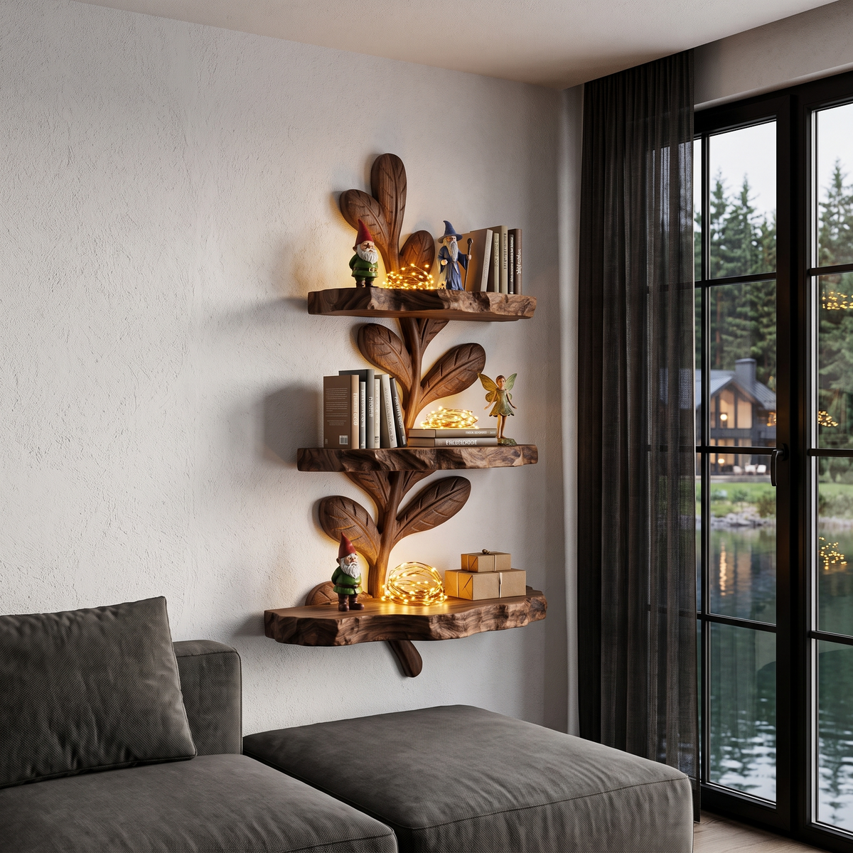 Modern Floating Shelf Handcrafted Solid Wood Design For Home Office