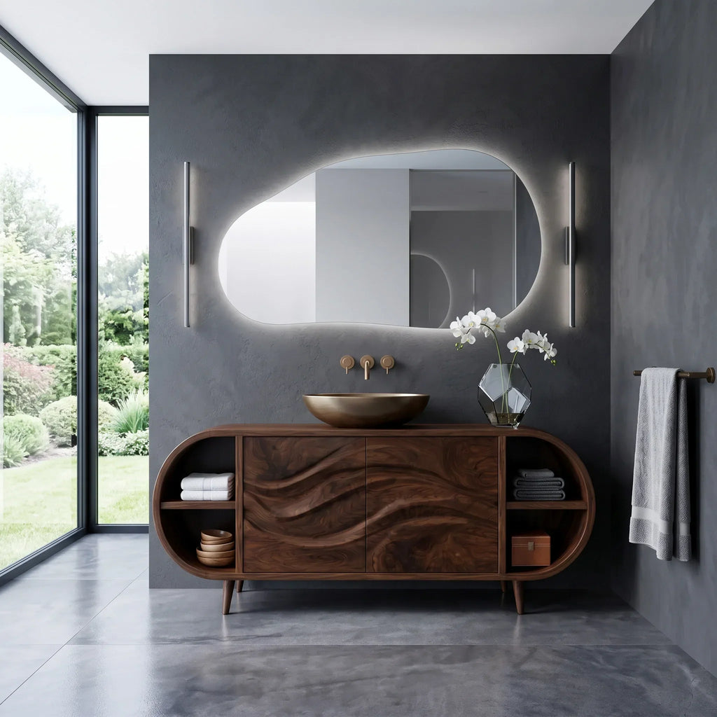 Organic Modern Rounded Edge Bathroom Vanity For Master Bathroom