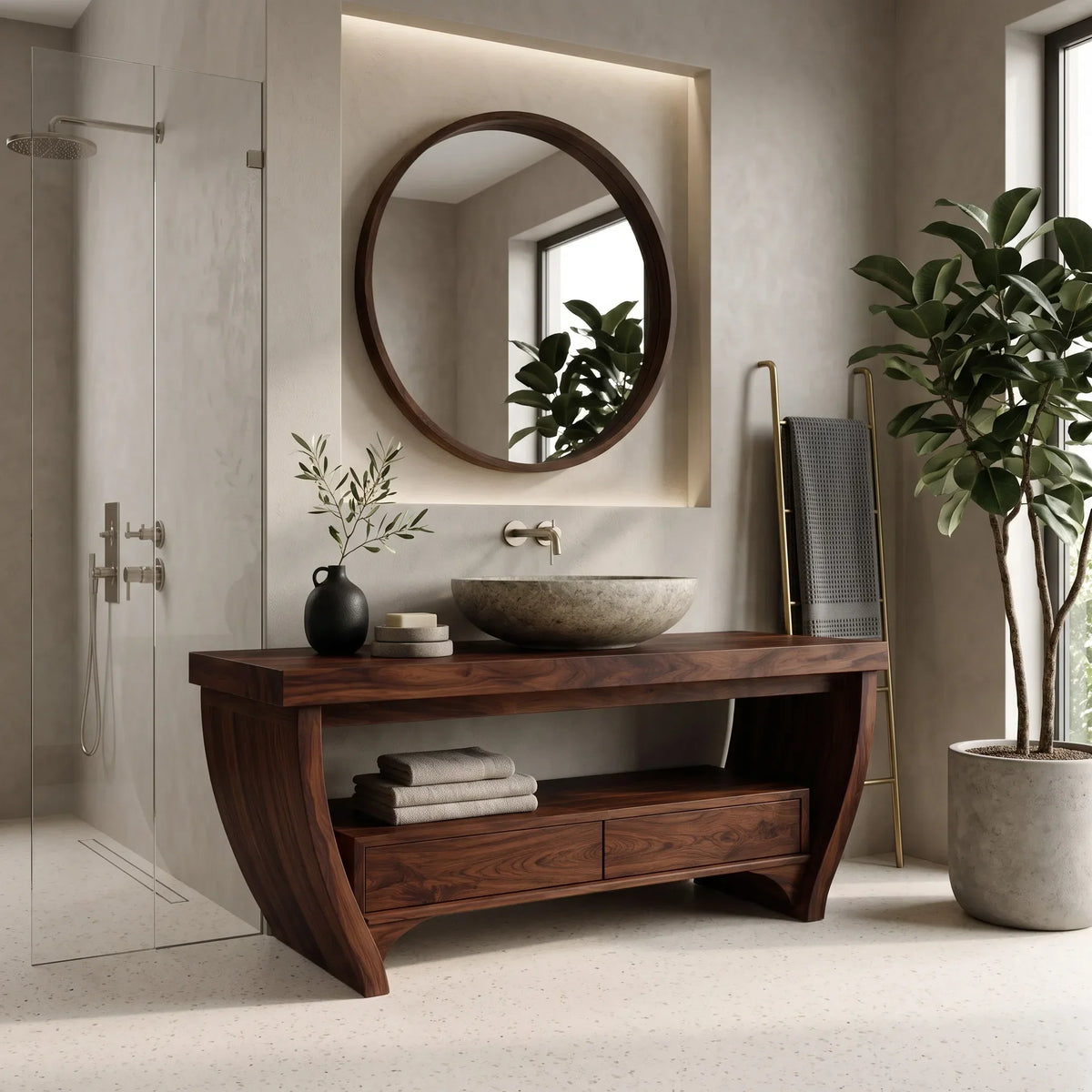 Contemporary Curved Leg Bathroom Vanity For Master Bathroom