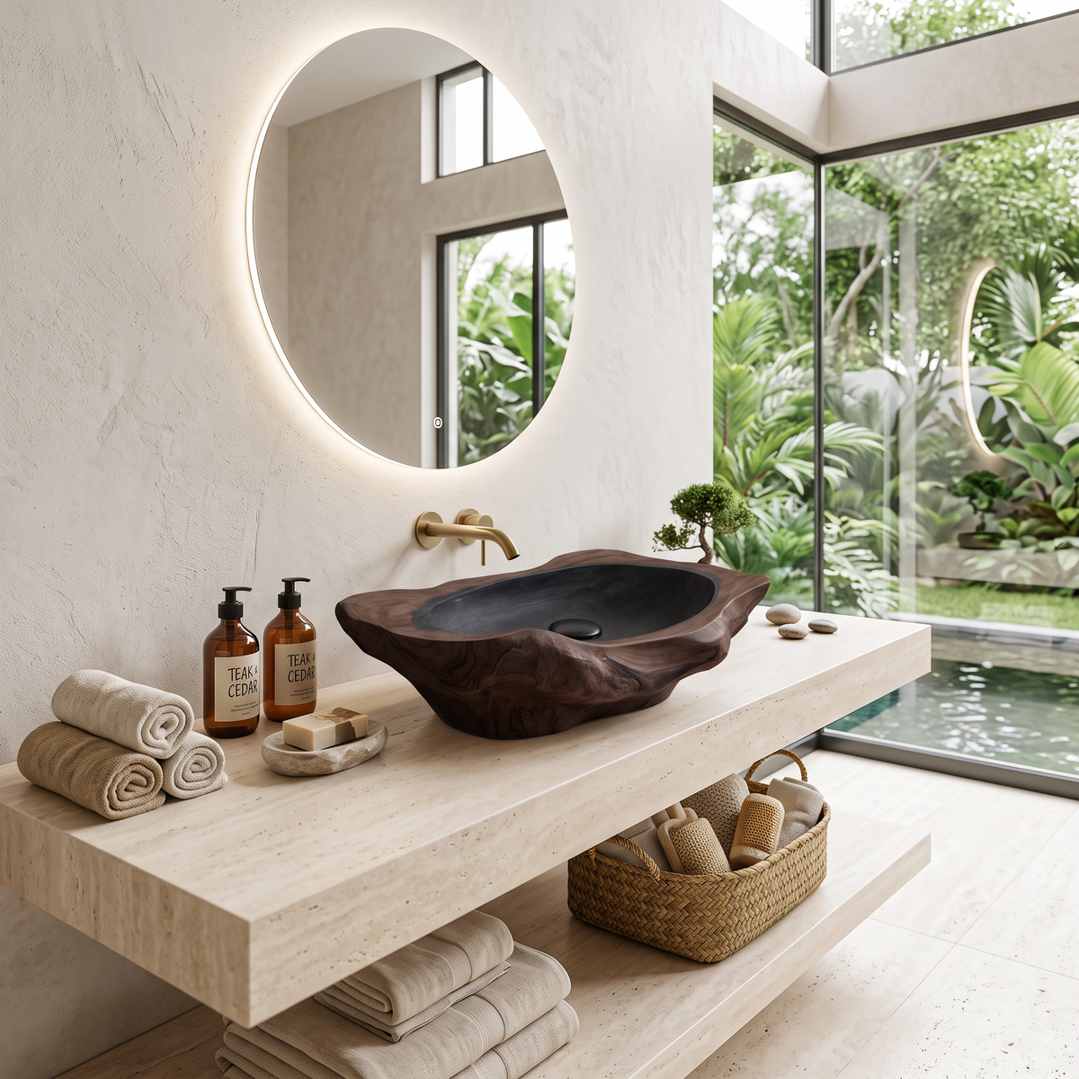 Handcrafted Solid Wood Sink For Bathroom Design Upgrade