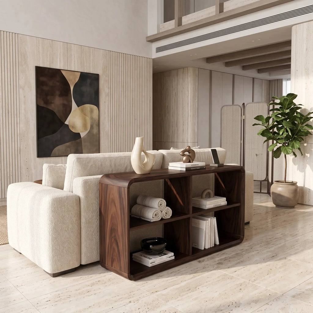 Minimalist Open Shelf Console For Sofa Area