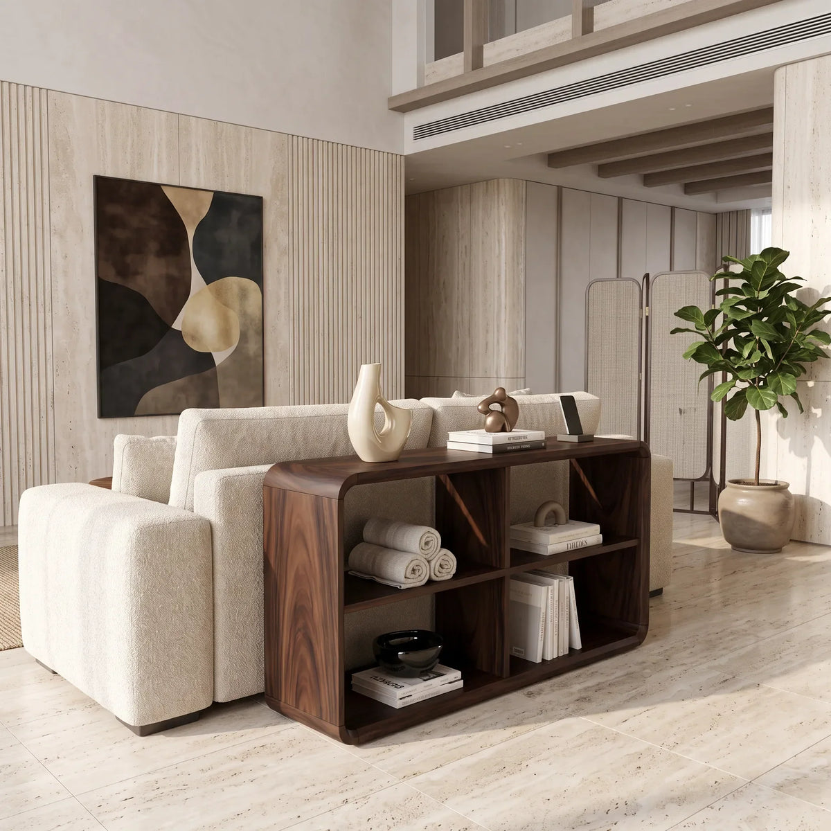 Minimalist Open Shelf Console For Sofa Area