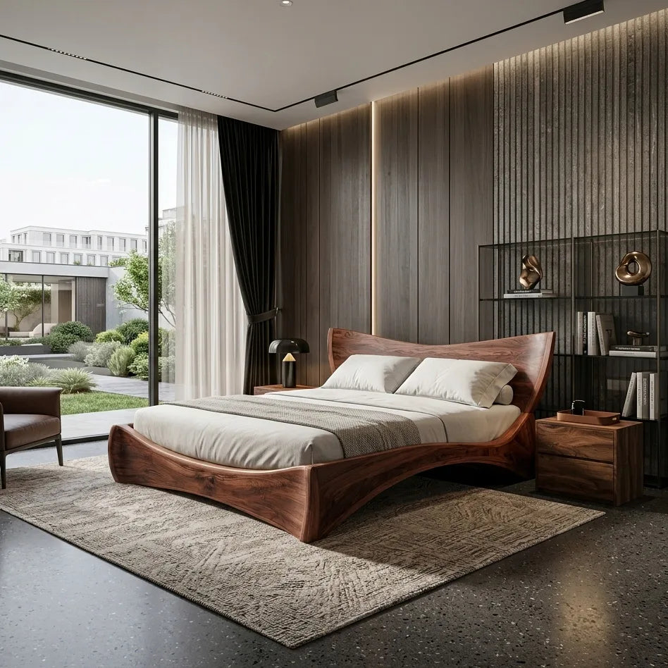 Modern Wooden Platform Bed For Master Bedroom