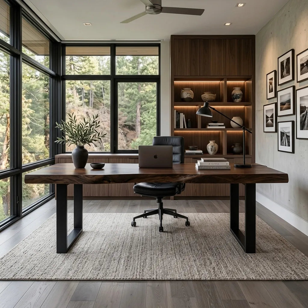 Contemporary Live Edge Desk For Home Office