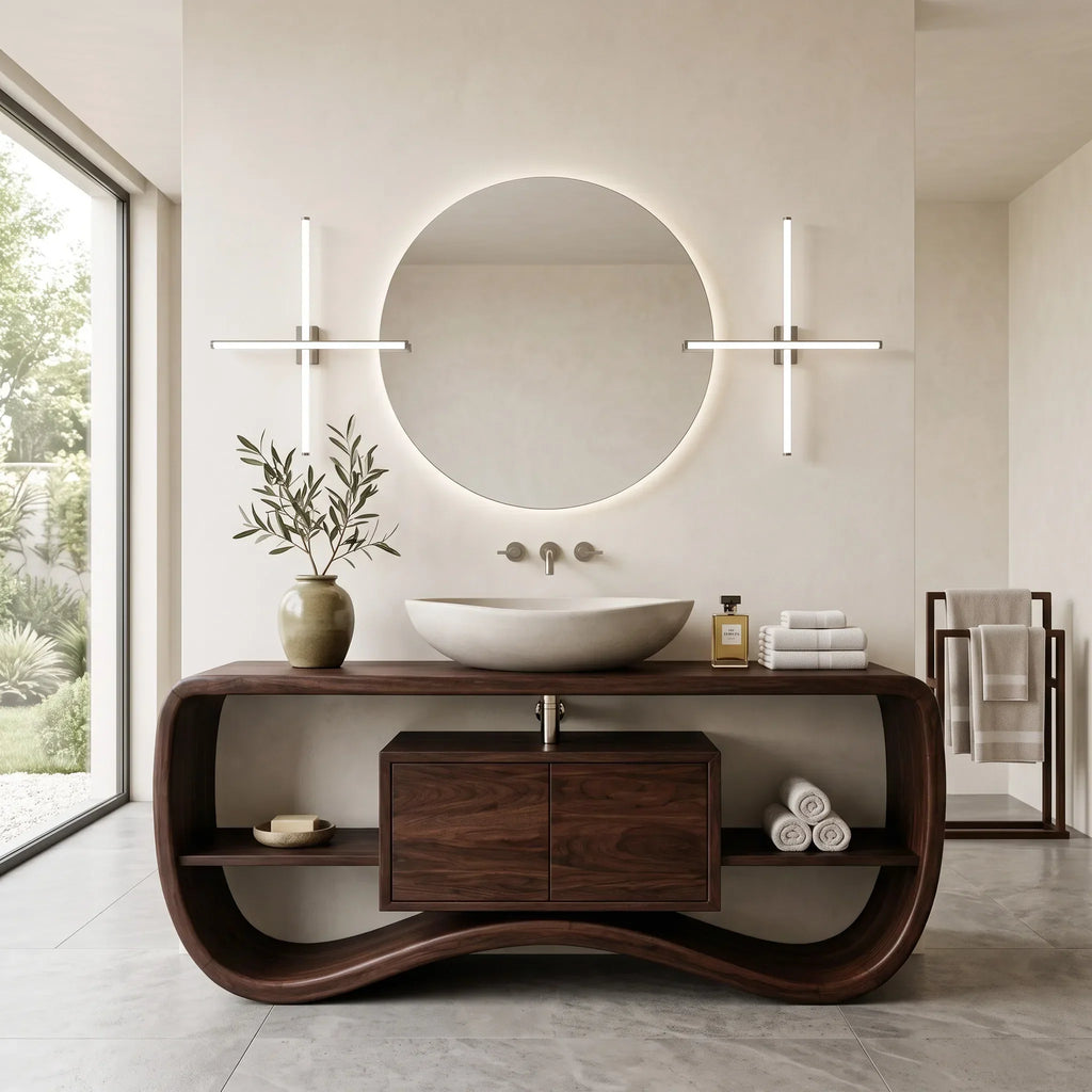 Contemporary Sculptural Open Frame Bathroom Vanity For Master Bathroom