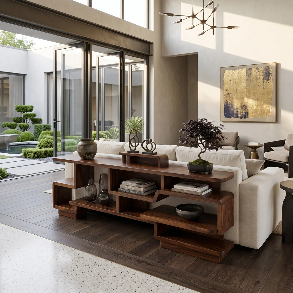 Modern Layered Storage Console For Living Room