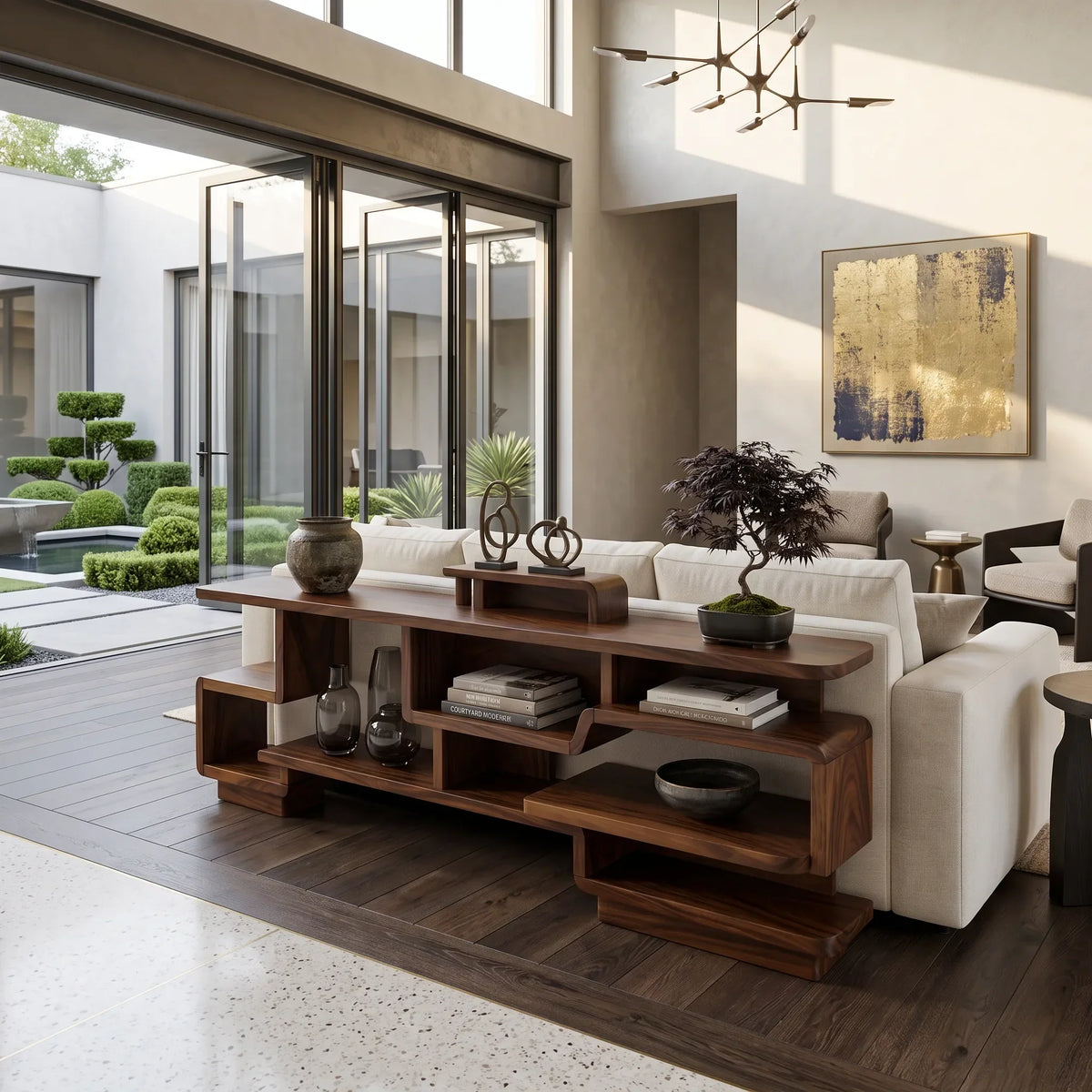 Modern Layered Storage Console For Living Room