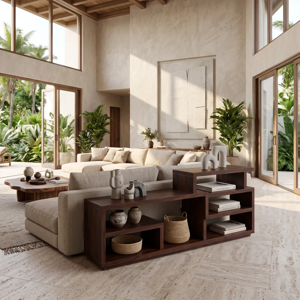 Organic Display Console With Storage For Living Room
