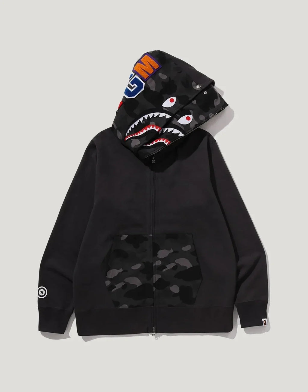 Cotton Camo Double-Hood Full-Zip Hoodie - Red