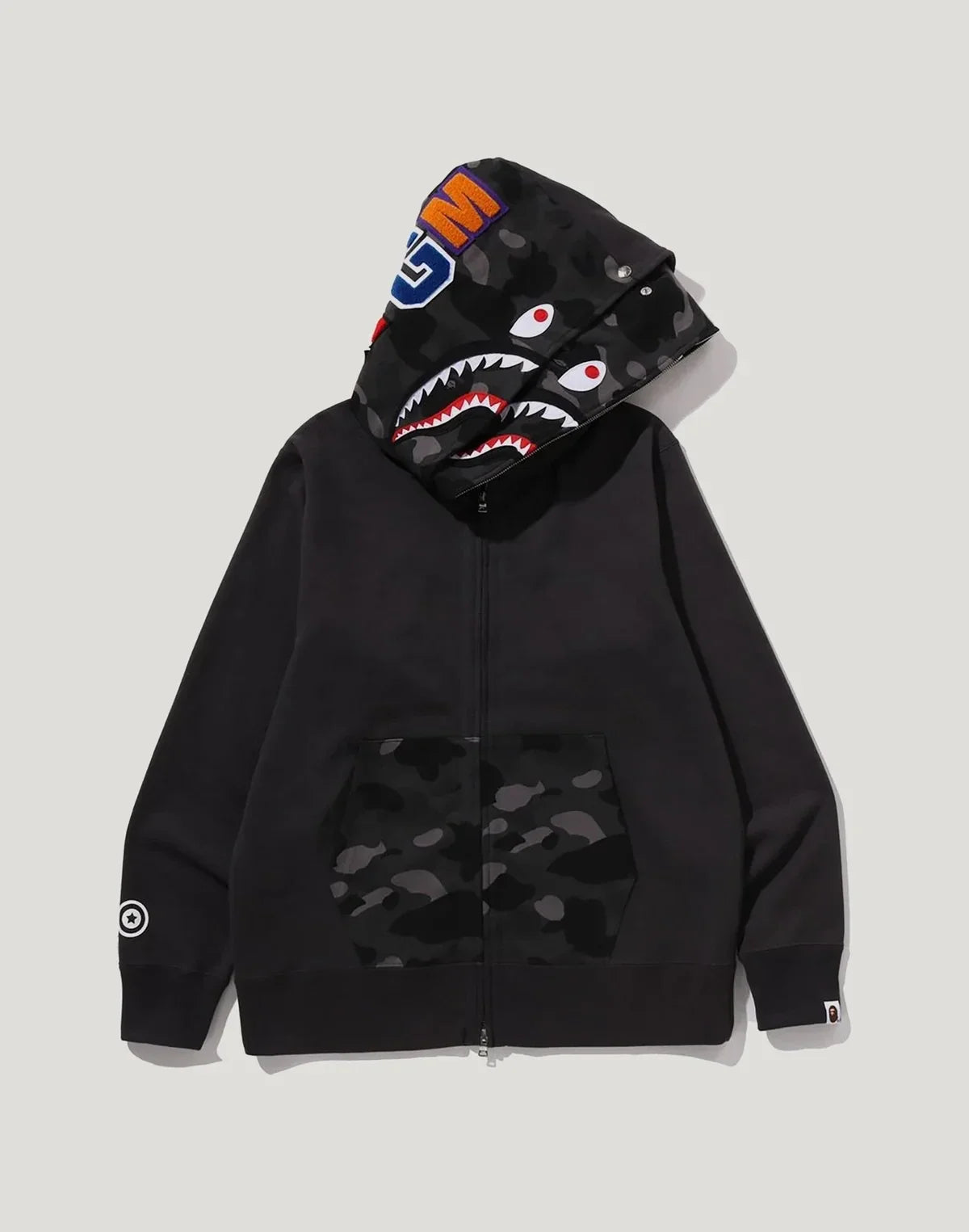 Cotton Camo Double-Hood Full-Zip Hoodie - Red