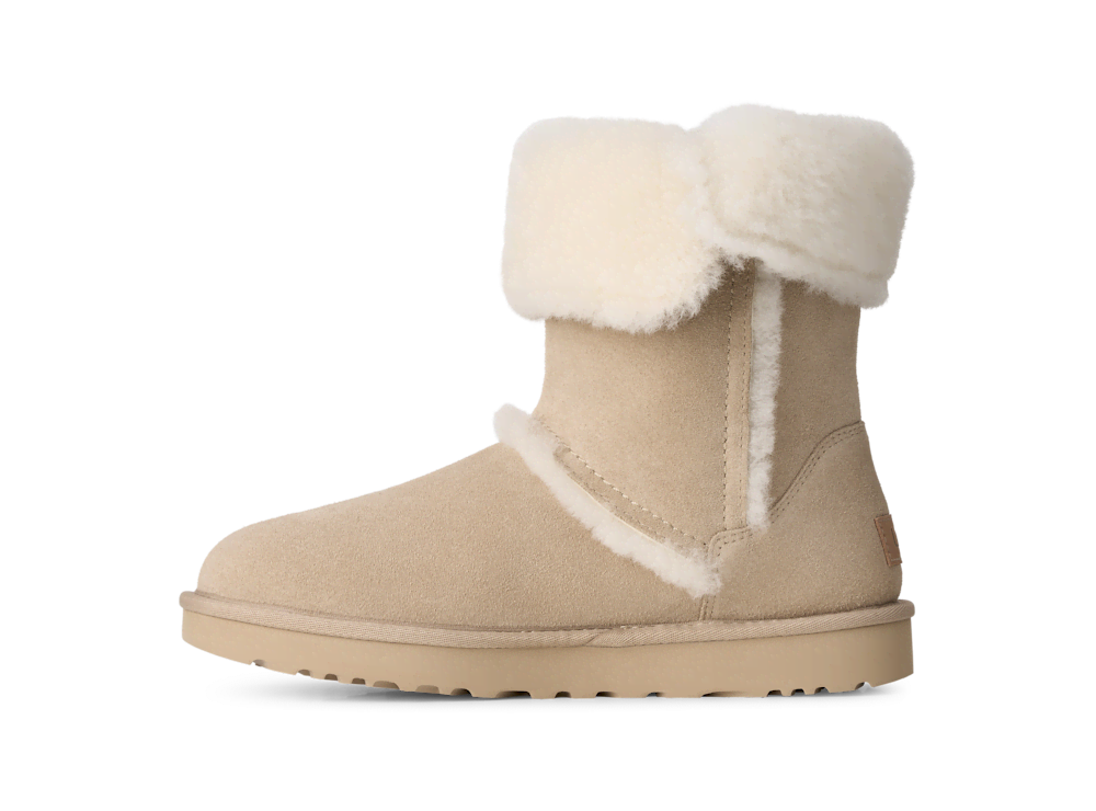 Women's Suede Short Boot With Sheepskin Trim