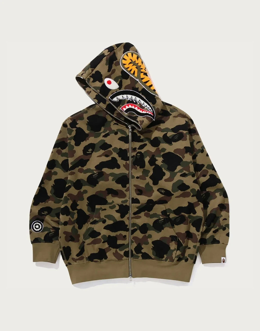 Relaxed Cotton Camo Full-Zip Hoodie - Yellow