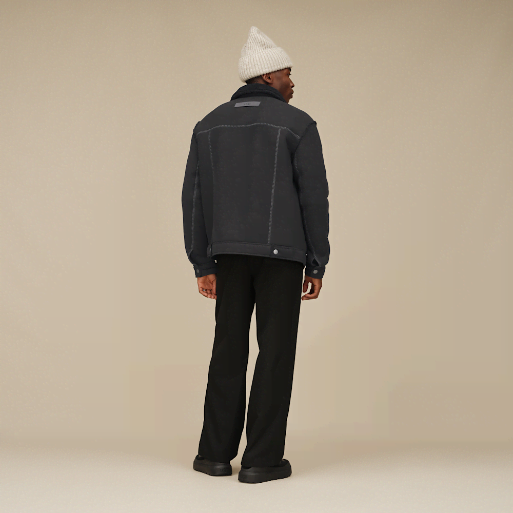 Men's Plush Fleece Trucker Jacket - Sand
