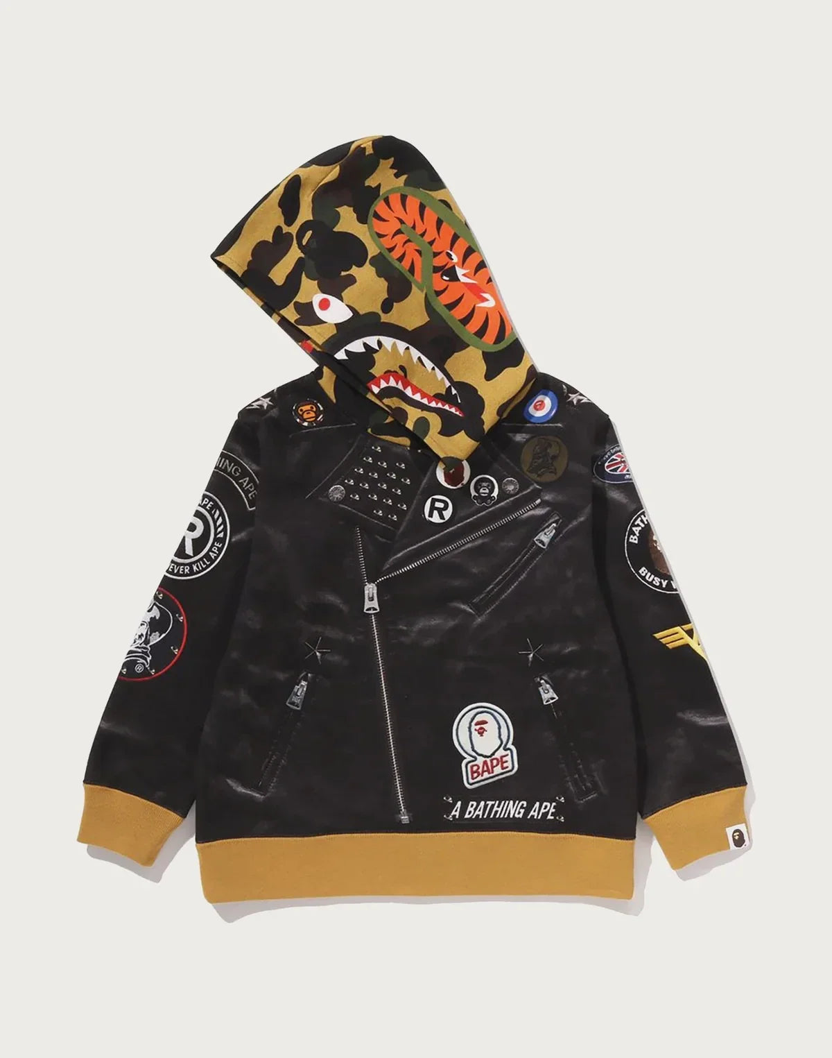 Kids' Jacket-Print Animal Graphic Hoodie - Black